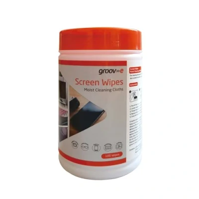 Image of Groov e Screen Wipes Multipurpose Cleaning Wipes, Single Wet for Keyboards, Cameras, Monitors, Phones, &amp; More Resealable Container, 100 Pack