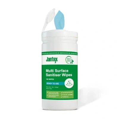 Image of Jantex Green Probe Sanitiser Wipes Starter Tub 130mm (Pack of 100)