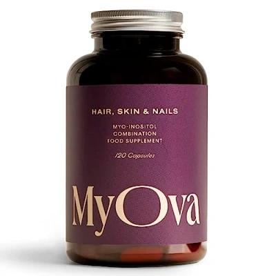 Image of MyOva Hair, Skin &amp; Nails PCOS Supplement 30 Day Supply 2000mg Myo Inositol for Support Complex has Biotin, Zinc, Vitamin A and C to Strong UK Manufactured