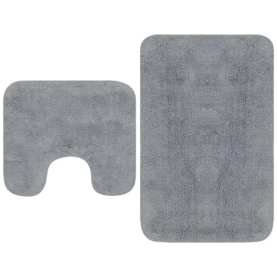 Image of vidaXL Bathroom Mat Set 2 Pieces Fabric Grey