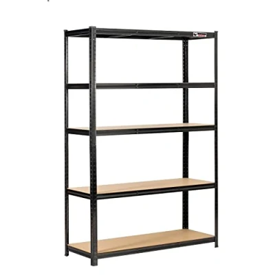 Image of Rhino Racking 2 Bays 5 Tier Heavy Duty Industrial Storage Shelves Black 180x120x45cm