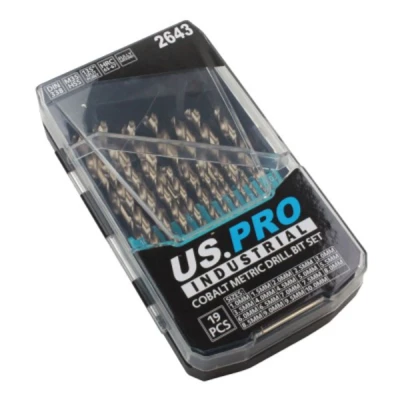 Image of US PRO 19pc HSS Cobalt Metric Drill Bit Set 1 10mm 2643