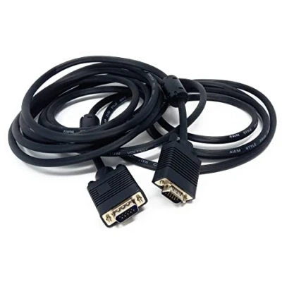 Image of 5m VGA to Cable 15 pin SVGA Male for Monitor Computer PC Laptops TV Projectors Extension Lead, HD15 All Data Pins Connected 16.5ft Black