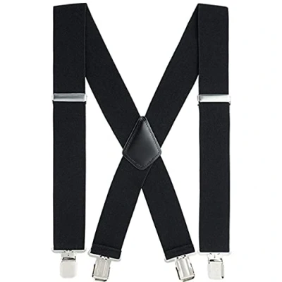 Image of YYKSYDPT Braces for Men Trousers with Very Strong 4 Clips 50 MM Wide Duty Suspenders X Style Adjustable Brace (Black)