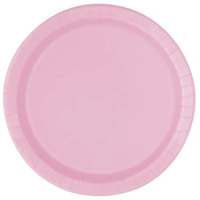 Image of Lovely Pink Solid Round Paper Dessert Plates (17cm) 20 Count Vibrant for Parties and Events, Perfect Appetizers, Snacks, Desserts