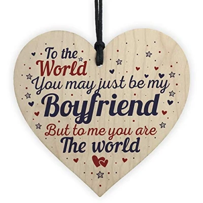 Image of RED OCEAN Boyfriend Birthday Christmas Card Gift Wooden Heart Anniversary Soulmate Keepsake