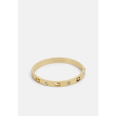 Image of Coach Gold Boxed C Logo Hinged Bangle