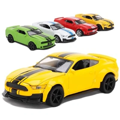Image of Toyland® 12cm (2&quot;) Yellow Die Cast Pull Back Muscle Car With Opening Bonnet Replica Toy/Model Play Vehicles
