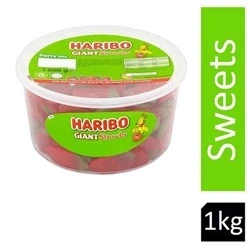 Image of Haribo Giant Strawb&#039;s 1kg Drum
