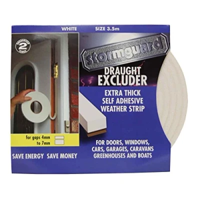 Image of STORMGUARD B01N5KQIKJ White Extra Thick Rubber Foam Draught excluder Weather proofing Seal for 4 7mm Gaps 3.5 Metre roll. Guaranteed 2 Years