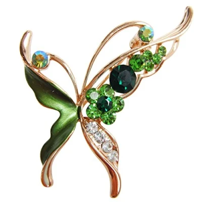 Image of Navachi 18k Gold Plated Blue Enamel Crystal Butterfly Az7153b Brooch Pins
