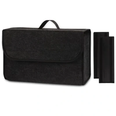 Image of Upgrade Car Boot Bag Organiser with Reinforced Side Panels for Tools Breakdown Emergency Travel Tidy Van Carava Felt in Black Accessories Interior, 15.7x5.9x9.8inch (M)