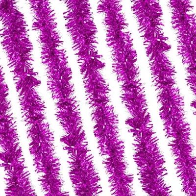 Image of RockParty Sparkling Thick Hot Pink Tinsel Garland Elegant and Festive Christmas Tree Decoration for Holiday Décor (Pack of 1 (2m))