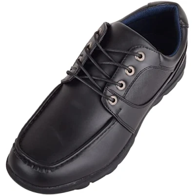 Image of ABSOLUTE FOOTWEAR Mens Lace Up Lightweight Faux Leather Smart Work College School Shoes Black UK 8 / EU 42