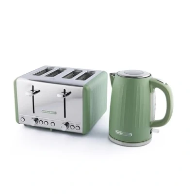 Image of Hamilton Beach Kettle and Toaster Set, Harmony, Electric 1.7L, Wide Slot 4 Slice, Boil Dry Protection, 6 Variable Browning Levels, Matcha HBHARMM