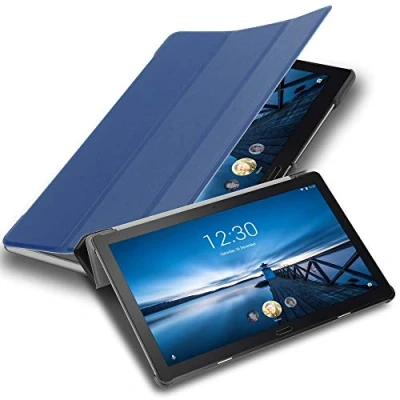 Image of Cadorabo Tablet Case works with Lenovo Tab P10 (10.1&quot; Zoll) in JERSEY DARK BLUE Ultra Thin Book Style Protection Cover made of Faux Leather Auto Wake Up Stand Function