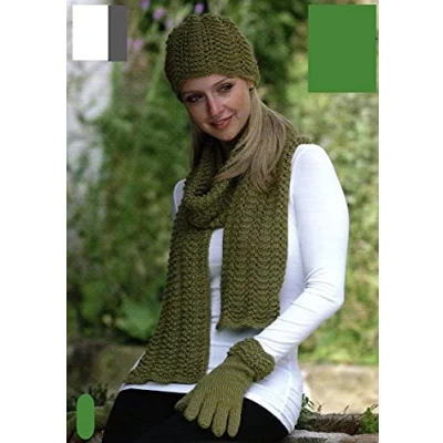 Image of King Cole Ladies Hat, Gloves &amp; Scarf Baby Alpaca DK Knitting Pattern 3274