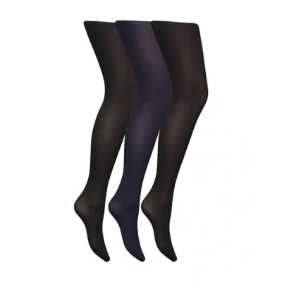 Image of DIM Women&#039;s Comfort Opaque Velvet x3 Tights, Black/Navy Blue, L XL