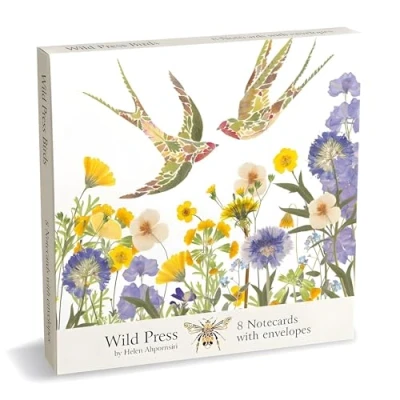 Image of Pack of 8 Notecards 4 Each 2 Designs Flowers and Birds Artistic Wild Press Design by Helen Ahpornsiri General Cards Suitable for Birthday Other Occasions Made in the UK Eco Friendly