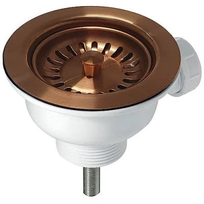 Image of 90mm Brushed Copper Strainer Waste for Astini, RAK, Rangemaster Ceramic Sink