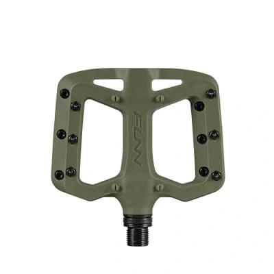 Image of Funn Taipan S Glass Fiber Reinforced Thermoplastic Bike Pedals with 9/16 inch CrMo Axles and Shin Friendly Pins for MTB/BMX/Urban/Gravel Riding (Olive Green)