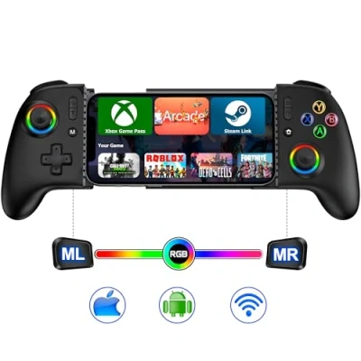 Image of Universal Wireless Mobile Gaming Controller for iPhone/Android,Phone with Hall Effect Joysticks &amp;Programmable Buttons iPhone Gamepad Support Xbox Game Pass/PlayStation/Steam Link