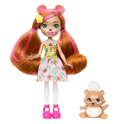 Image of Enchantimals Dolls Doll and Animal Friend Figurine Small with Removable Skirt Accessories Gift for Kids HTP81