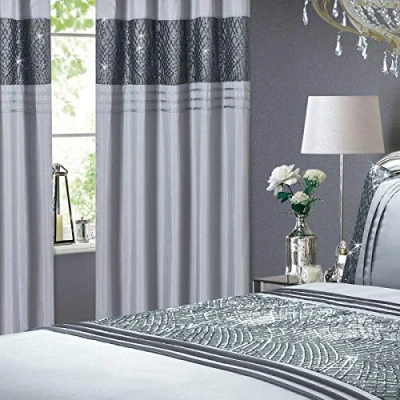 Image of Rapport Sequin Duvet Cover Bed Set, Grey, Double