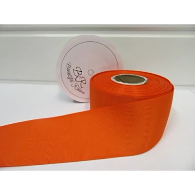 Image of Beautiful Ribbon 2 metres of 50mm Grosgrain Ribbed Pumpkin Dark Orange Double Sided 50 mm 5cm 2&quot; Inch