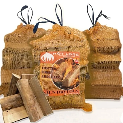 Image of 75L HARDWOOD Hotter &amp; Longer Burning Kiln Dried Logs for Open Fires, 20KG Fire Wood, Hot Wood Stoves, BBQ&#039;s, Log Burners, Camping Pits Pizza Ovens (20KG, 75L)