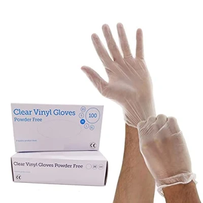 Image of 1ABOVE 100 Clear Vinyl Disposable Gloves Latex Powder Free Use For Food, Safety, Cleaning, etc…(Small)