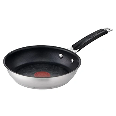 Image of Tefal Jamie Oliver E51202AZ Frying Pan 20 cm Non Stick Induction Stainless Steel Riveted Handle with Silicone Insert Thermal Signal Durable