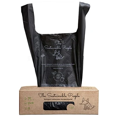 Image of TSP Premium 100% Compostable Poop Bags with handles Starch Based and Biodegradable, compliant OK compost HOME EN13432 (no OXO, free from d2w, epi PE!) Extra Large (9 x 15 Inches)