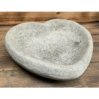 Image of STONE GARDEN BIRD BATH BOWL LOVE HEART ORNAMENT TOP ONLY