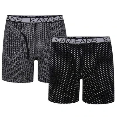 Image of Kam Mens Twin Pack Patterned Boxer Shorts Black 7XL