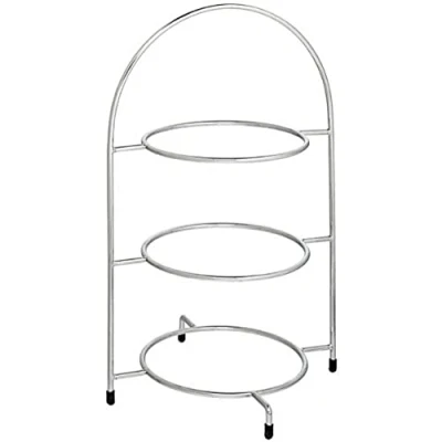 Image of Utopia Chrome 3 Tier Cake Plate Stand 16.5inch / 42cm to hold 3x 23cm Plates Cupcake Stand, Display Silver