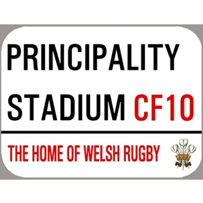 Image of Inga Principality Stadium Metal Street Sign, Rounded Edges Welsh Rugby Decoration Props Plaque 8X12 inch