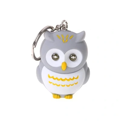 Image of Riiichflowshop Funny LED Light 3D Cartoon Owl Keyring Sound Hooting for Key Chain