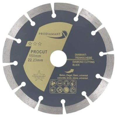 Image of PRODIAMANT diamond cutting disc universal 150mm 6inch x 22.2 mm concrete, stone, brick 6 inch 10mm segment