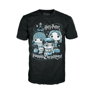 Image of Funko Boxed Tee: Harry Potter Holiday Ron, Hermione, Small (S) T Shirt Clothes Gift Idea Short Sleeve Top for Adults Unisex Men and Women Official Merchandise Fans Multicolour