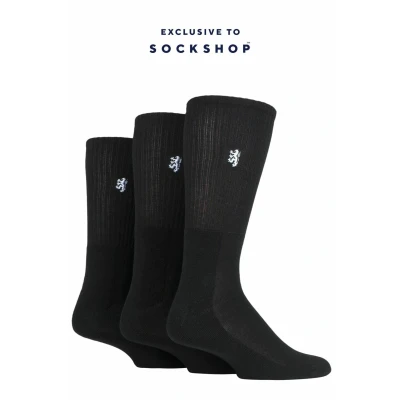 Image of Mens 3 Pair Pringle Bamboo Cushioned Sports Socks Exclusive To SOCKSHOP Black 12 14