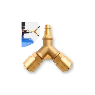 Image of Airline Hose Connectors, 1/4&quot; BSP Air Line Fittings 3 Way Quick Release Y Splitter Coupling for Pump Compressor