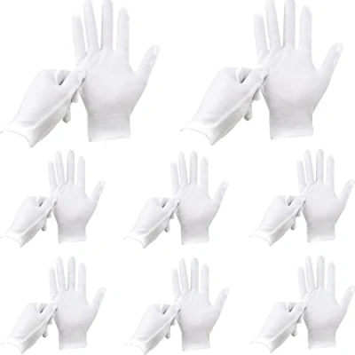 Image of 24 Pcs White Gloves, ANDSTON 12 Pairs Soft Cotton Coin Jewelry Silver Inspection Stretchable Lining Glove, Medium Size
