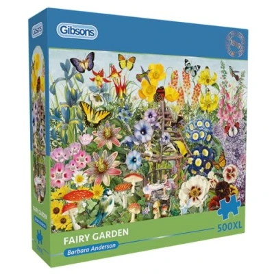 Image of Gibsons Fairy Garden 500XL Piece Jigsaw Puzzle Extra Large Beautiful Colourful Blossom Flowers Artwork Sustainable for Adults Premium 100% Recycled Board Great Gift Games