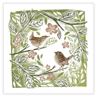 Image of Birthday/Blank Greeting Card for Him/Her Male/Female Artistic Birds and Foliage Design General Suitable Birthday Other Occasions Made in the UK Eco Friendly