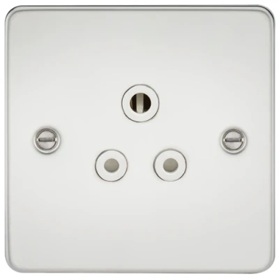 Image of KnightsBridge Flat Plate 5A unswitched socket polished chrome with white insert