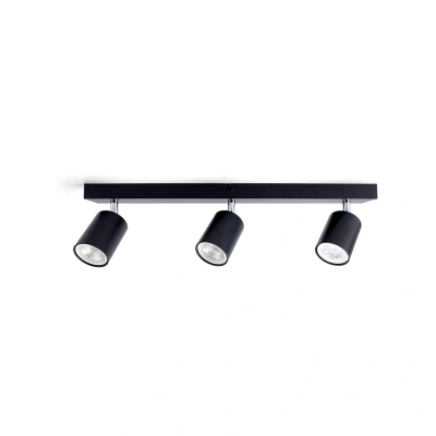 Image of Indoor 3 Way GU10 Bar Ceiling Spotlight Black Integral LED