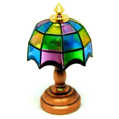 Image of Tumdee Miniatures 1/12th Scale Working Battery LED Tiffany Table Light DE310