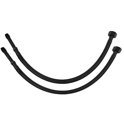Image of 2 Pack of 60cm M10 x 3/8&quot; BSP Black Flexible Tap Tails Connectors Faucet Hoses
