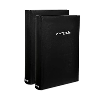 Image of Arpan 2 x Photo Album Memo Slip In Case For 300 4 6 Inch / 10x15 cm Photos (Black)